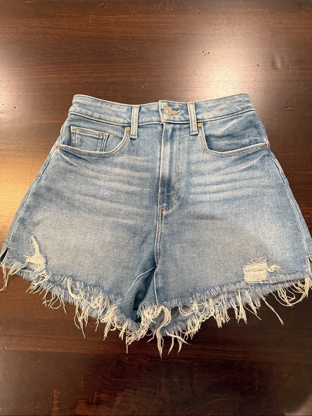 Paige Women's High Waisted Distressed Denim Shorts